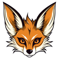 Fototapeta premium Fennec fox head retro logo illustration wildlife animal vector