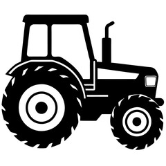 tractor black silhouette vector, Simple silhouette Design vector icon with white background.