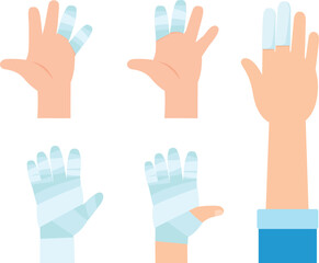 Set of injure hand illustration
