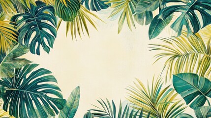 Fondos tropicales con hojas verde y amarilla