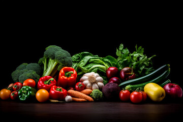 vegetables fresh on black background