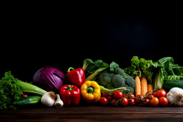 vegetables fresh on black background