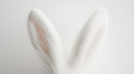 Obraz premium White fluffy bunny ears on a neutral background