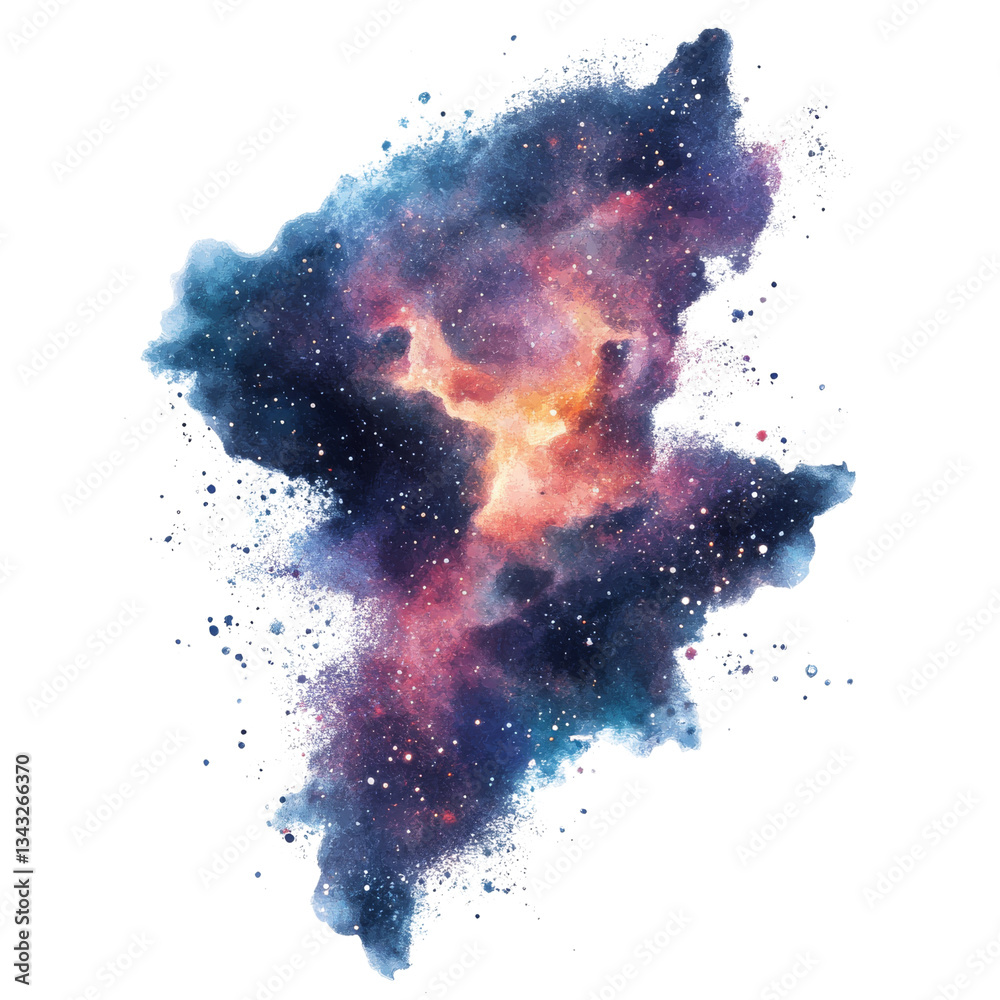Wall mural abstract rendering depicts a colorful and expansive nebula formation