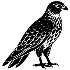 wild hawk bird black silhouette vector, Simple silhouette Design vector icon with white background.