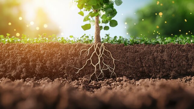 Time Lapse of Soil Mound Transforming with Growing Tree and Roots in Natural Environment