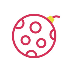 Crimson Outline of Festive Ornament with Polka Dots