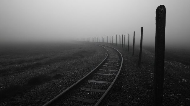 V&iacute;as de tren en la neblina