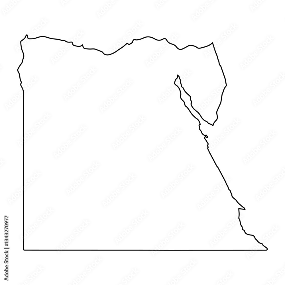 Poster Outline Map of Egypt with Clear, Precise and Simplified Borders