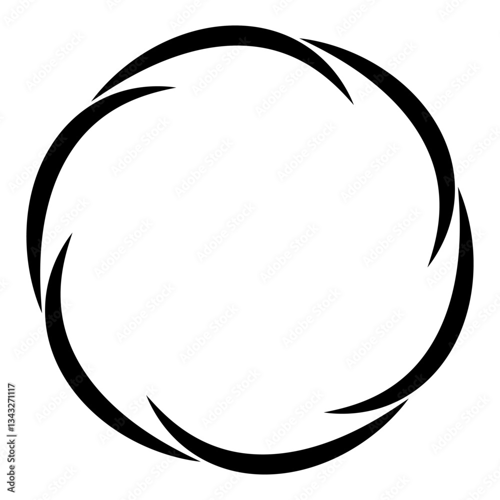 Poster abstract circular spiral shape with black curved swirling lines icon