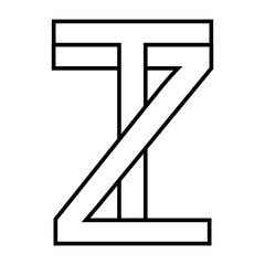 Logo sign tz zt icon, double letters logotype t z