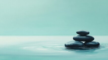 Piedras apiladas en agua tranquila