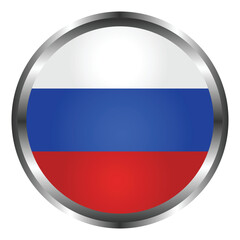 Russia flag button with a metal outside circle.