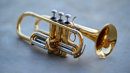 Obraz premium Golden cornet rests outdoors with a blurred background