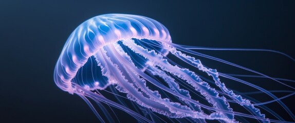 Extreme Macro Of Illuminated Jellyfish Tentacle