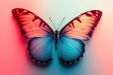 Fototapeta premium Beautiful butterfly showcasing vibrant colors with delicate detailed wings