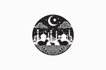 Eid Al Adha Vector design Template silhouette image Made by adobe illustrator. eps