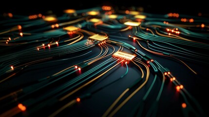 Abstract Technology Network  Futuristic Circuit Board  Digital Data Flow  Connection Conce