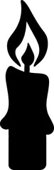 A Simple Black Silhouette of a Burning Candle with a Flame