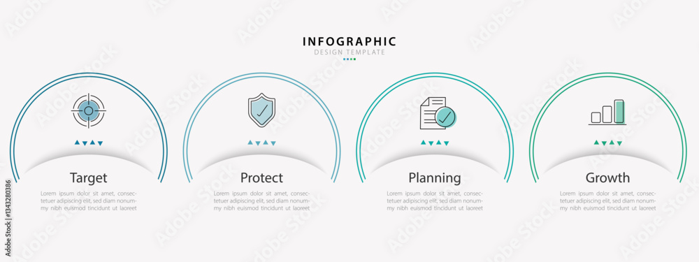 Poster infographic template. 4 step timeline journey, flat simple infographics design template. presentatio