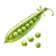 Fresh green peas isolated on white