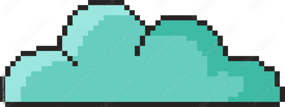 Fototapete pixel art cloud icon in 8 bit style. retro 80s,90s video game graphics.