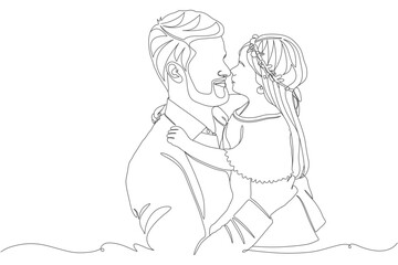 Minimalist Line Art of Father and Daughter – Family Love Illustration