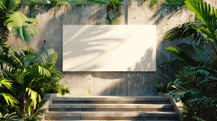 Tropical Oasis Blank Canvas: A Modern Outdoor Space with Lush Greenery