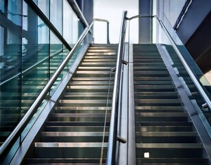 sleek stainless steel handrail enhances glass panel design