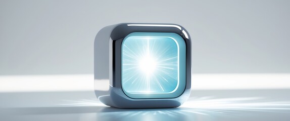 Futuristic technology cube with glowing core