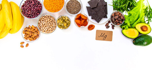 Various products containing magnesium. Selective focus.