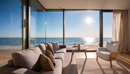 Fototapeta premium contemporary reading room with sunny shore