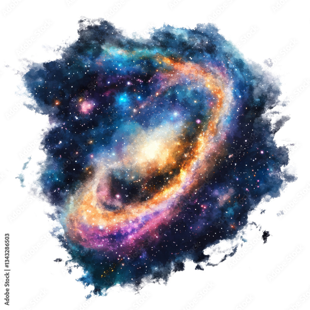 Wall mural an artistic depiction of a colorful cosmic galaxy in outer space