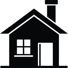 Black house icon, a vector house silhouette isolated on white