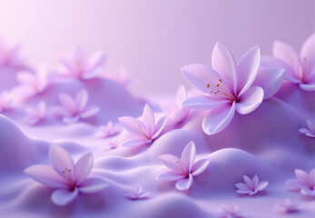 Stylized Purple Flowers on Undulating Surface