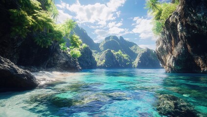 Fototapeta premium Tropical Cove Paradise. Lush, clear waters