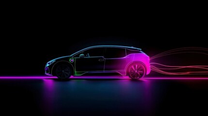 Electric Car  Neon Lights  Future Technology  Automotive Innovation  Energy Efficiency