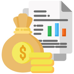 Financial Report icon in Flat Color Style. Simple Vector Design. Simple Vector Flat Icon