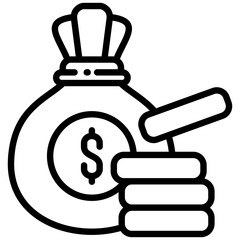 Money icon in Outline Style. Simple Vector Design. Simple Vector Outline Icon