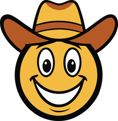 Our cowboy smiley face logo blends western charm with a cheerful vibe, featuring a cowboy hat and a wide grin, radiating fun, positivity, and adventurous spirit.