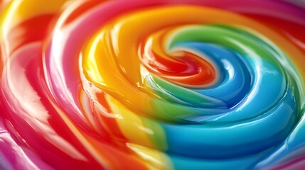 Vibrant rainbow swirl lollipop with glossy texture