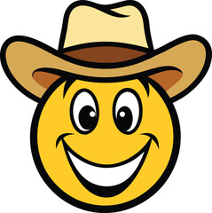 Our cowboy smiley face logo blends western charm with a cheerful vibe, featuring a cowboy hat and a wide grin, radiating fun, positivist, and adventurous spirit.