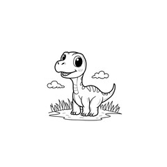 Step into the prehistoric world of cuteness with this Kawaii Velociraptor Coloring Page! This adorable baby Velociraptor is designed with bold, thick outlines, making it perfect for coloring book love