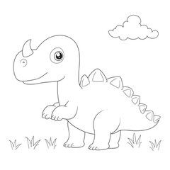 Step into the prehistoric world of cuteness with this Kawaii Velociraptor Coloring Page! This adorable baby Velociraptor is designed with bold, thick outlines, making it perfect for coloring book love