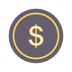 Obraz premium Dollar sign icon in dark gray and yellow