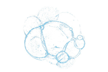 Bright light blue watercolor or ink stain with watercolor marks on transparent background.