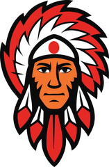 Our Indian Chief mascot logo features a bold, noble design with a fierce gaze, detailed headdress, and strong presence—symbolizing leadership, heritage, and strength!