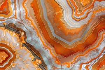 Obraz premium Abstract Banded Agate Background with Enchanting Orange and Marbled Patterns