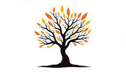 Fototapeta premium Stylized tree with vibrant autumn leaves, symbolizing anti-smoking