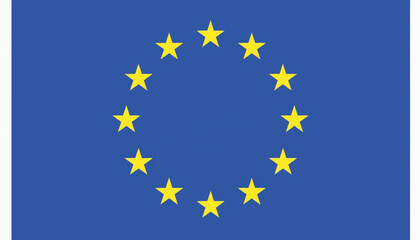 European Union flag with yellow stars on deep blue background, unity
